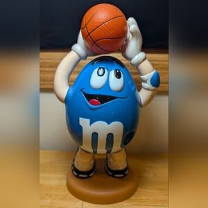 Vintage Blue Peanut M&M Basketball player candy dispenser 13” Tall Blue